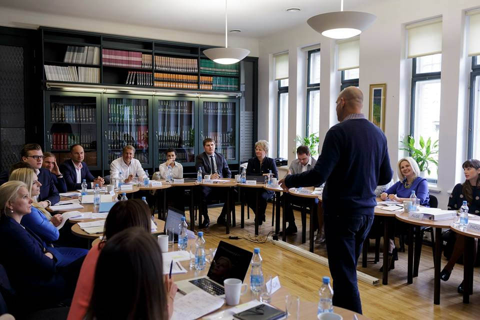 John Branch leading a professional ed course at SSE Riga