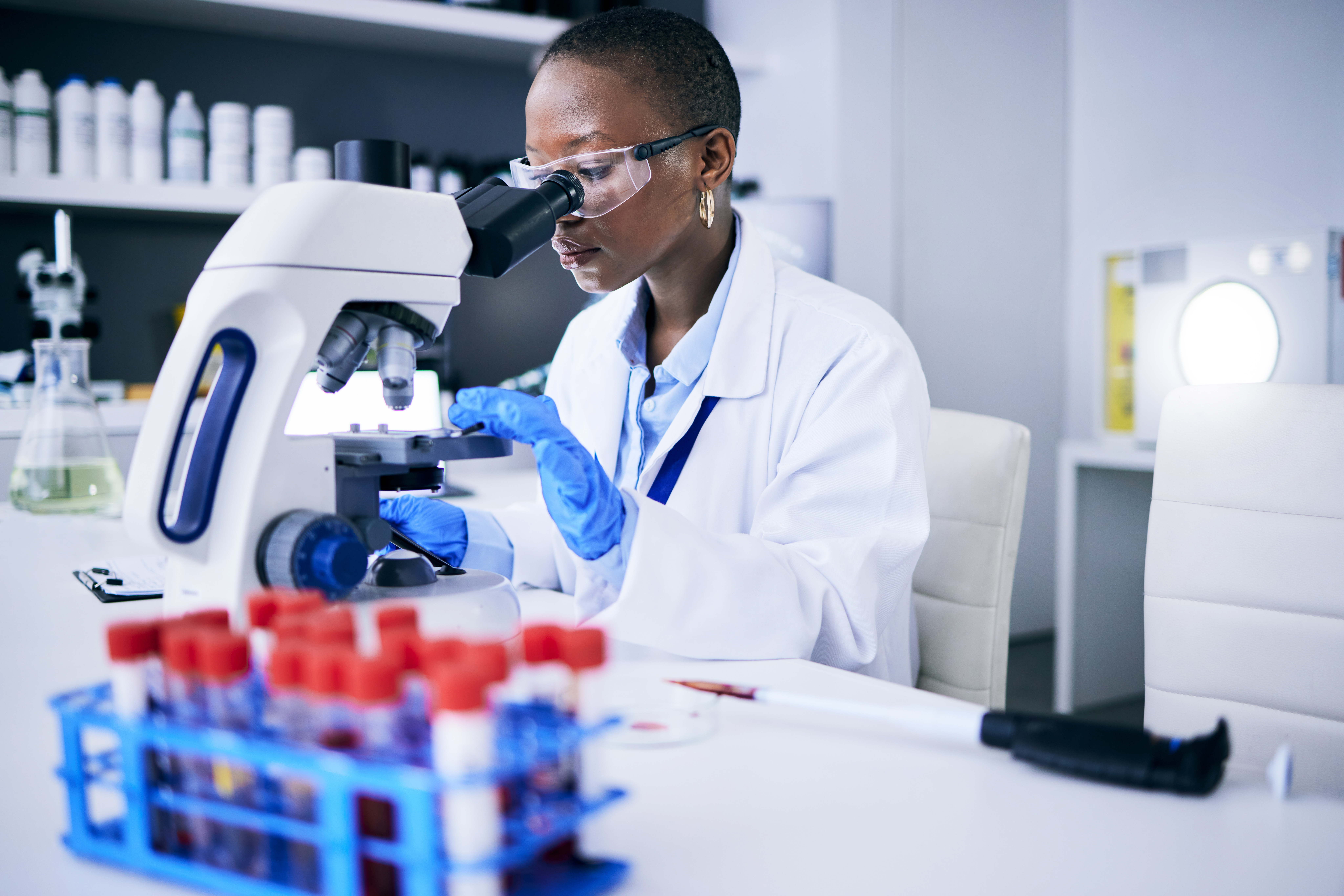Health black woman lab