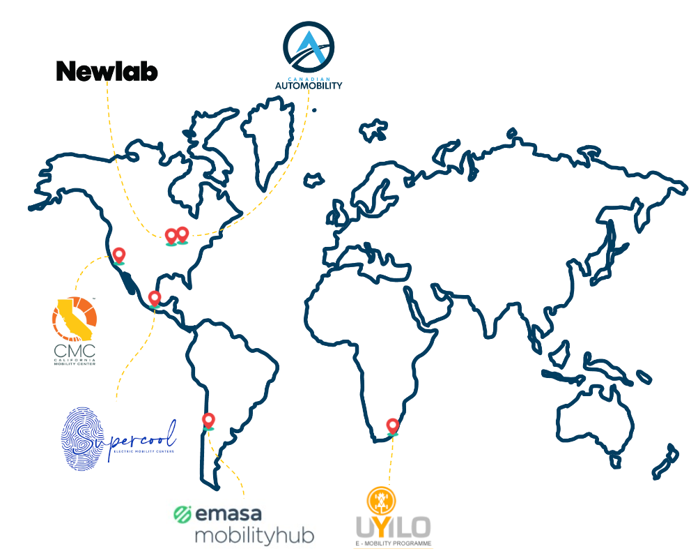 Map of Mobility Innovation Hubs featured in the report